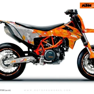 KTM 690 Enduro DEKOR - "Flake" (Grå/Orange)
