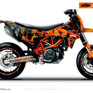 KTM 690 Enduro DEKOR - "Flake" (Orange/Sort)