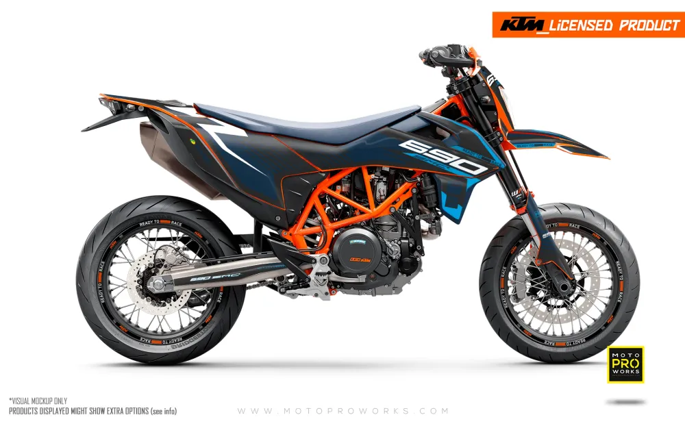 KTM 690 Enduro DEKOR - "Fuel" (Blå/Mørkegrå)