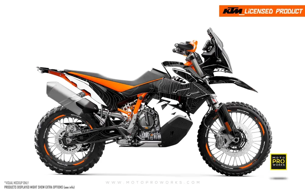 KTM 790/890 Adventure R/S DEKOR - "Topography" (Sort/Hvid)