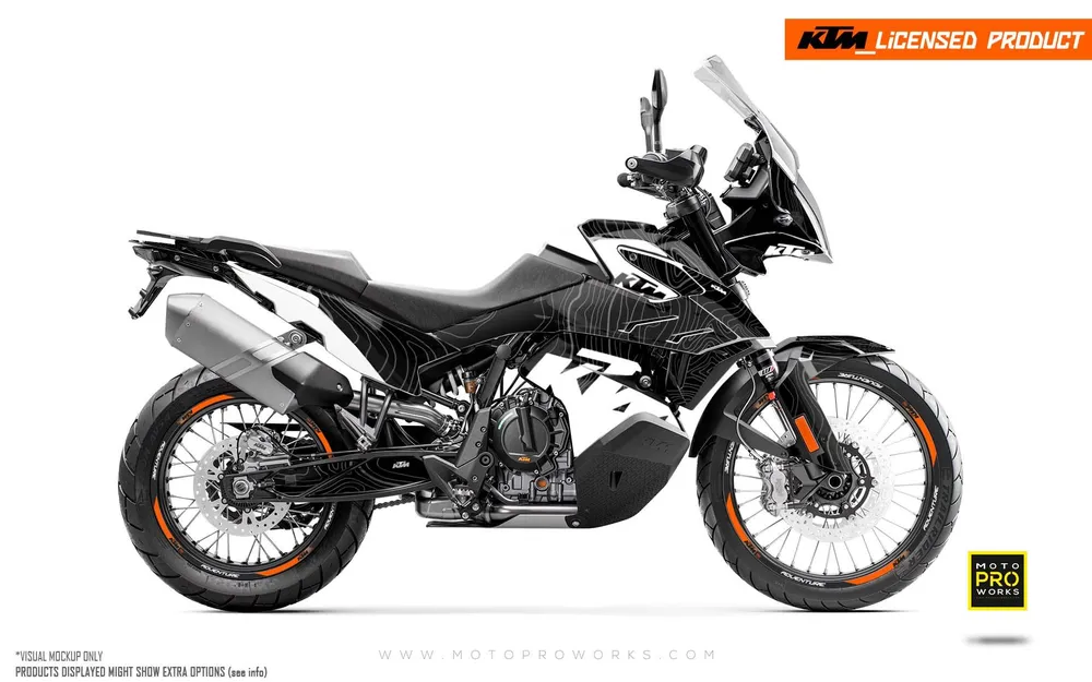 KTM 790/890 Adventure R/S DEKOR - "Topography" (Sort/Hvid)