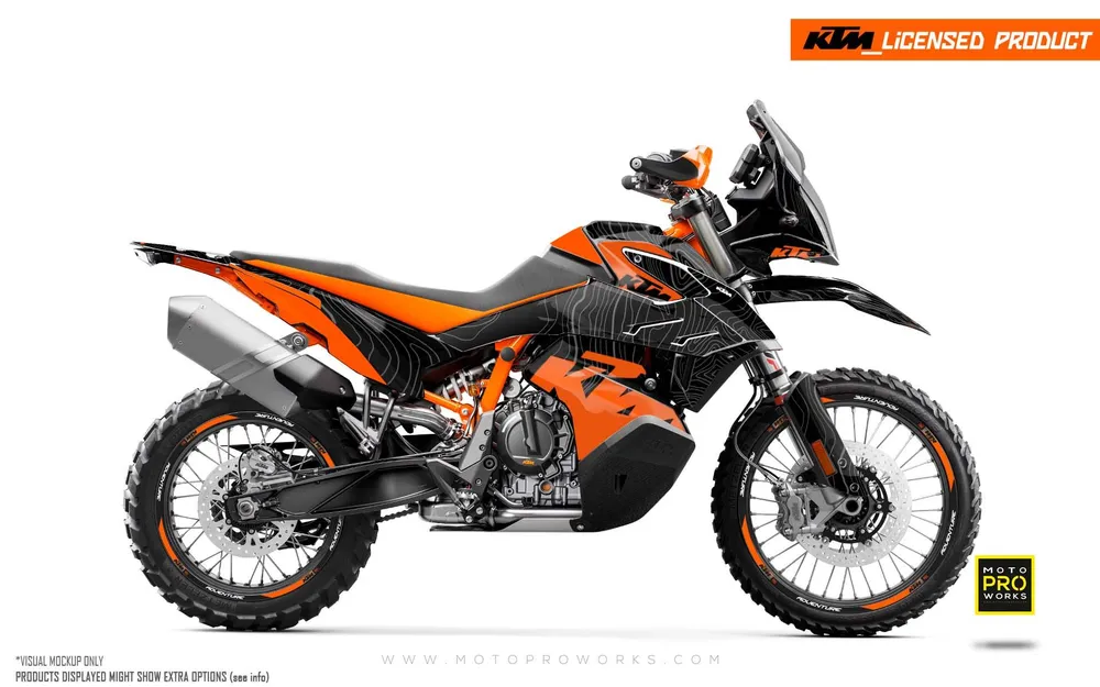 KTM 790/890 Adventure R/S DEKOR - "Topography" (Sort/Orange)