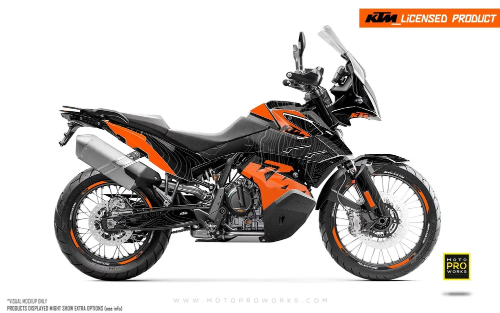 KTM 790/890 Adventure R/S DEKOR - "Topography" (Sort/Orange)