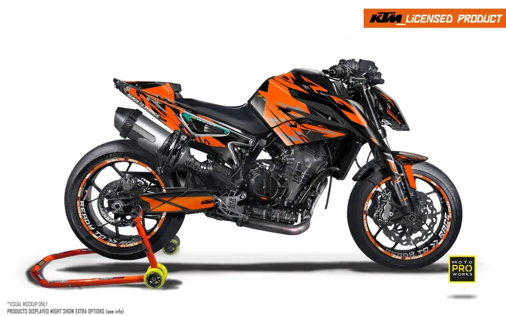 KTM 790/890 Duke DEKOR - "Fractal" (Sort/Orange)
