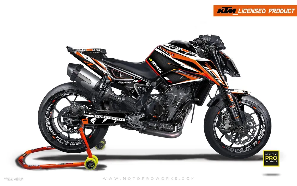 KTM 790/890 Duke DEKOR - "Scalpel" (Sort/Orange)