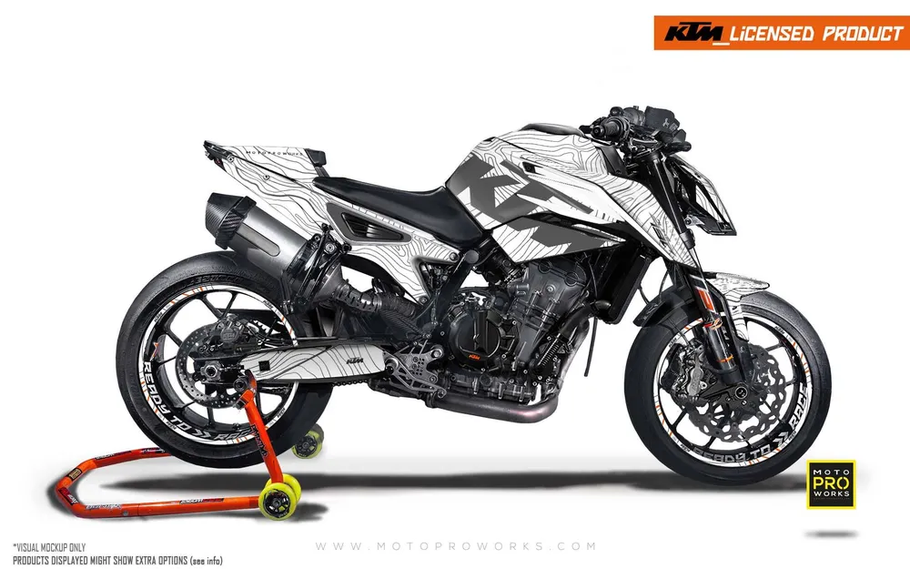 KTM 790/890 Duke DEKOR - "Topography" (Hvid)