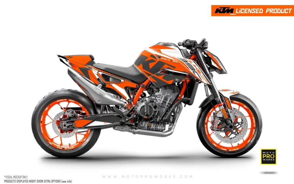 KTM 890 Duke R DEKOR - "Torque" (Hvid/Orange)