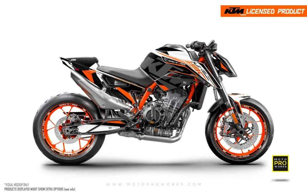 KTM 890 Duke R DEKOR - "Torque" (Hvid/Sort/Orange)