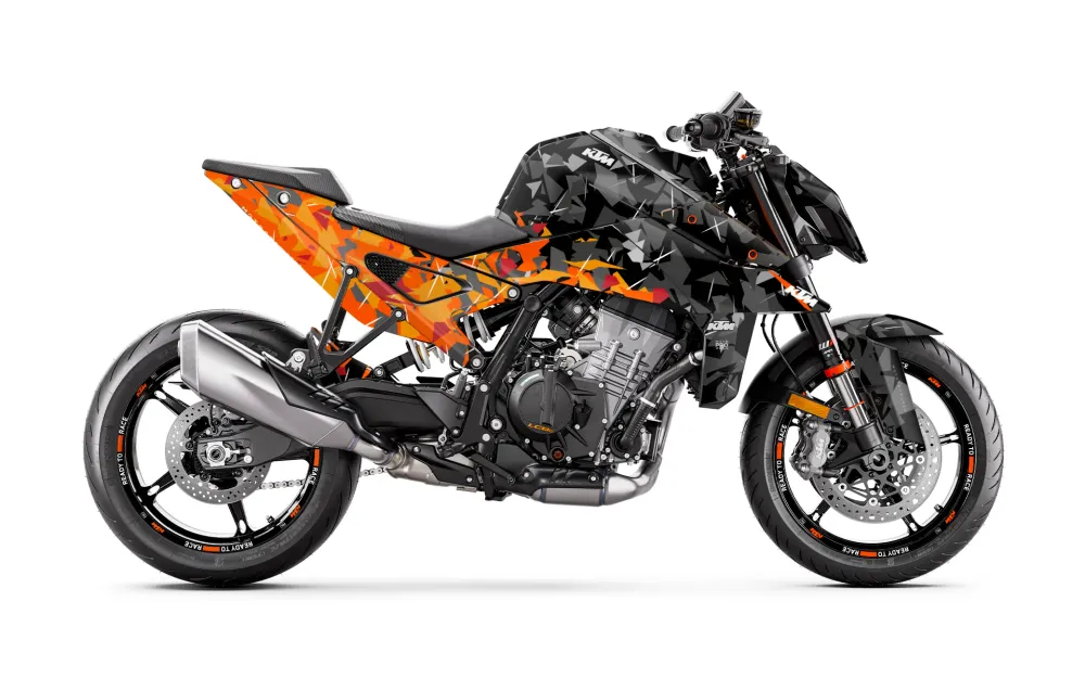 KTM 990 Duke DEKOR - "Flake" (Sort/Orange)