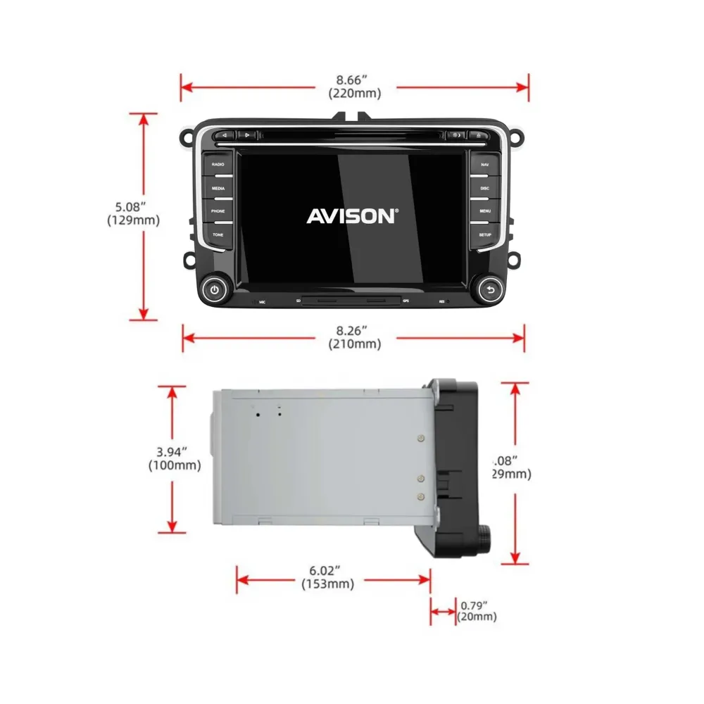 Navigation til VW Seat & Skoda 7" | Carplay Wireless | Android Auto | DAB+ | 64 GB