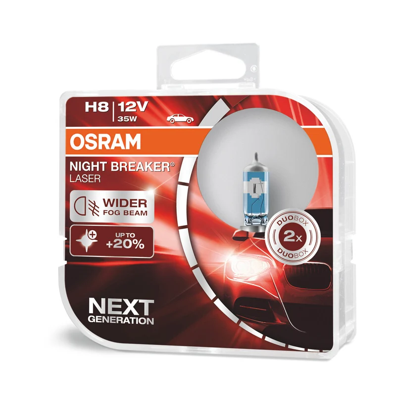Osram, Night Breaker Laser Halogenpærer - H8 - 12V/35W - Sæt af 2 Stk.