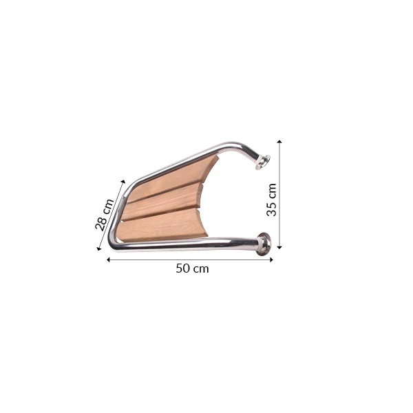 Stævnplatform til motorbåd, 50x35 cm, Rustfri stål og teak, Ø: 32,0 mm