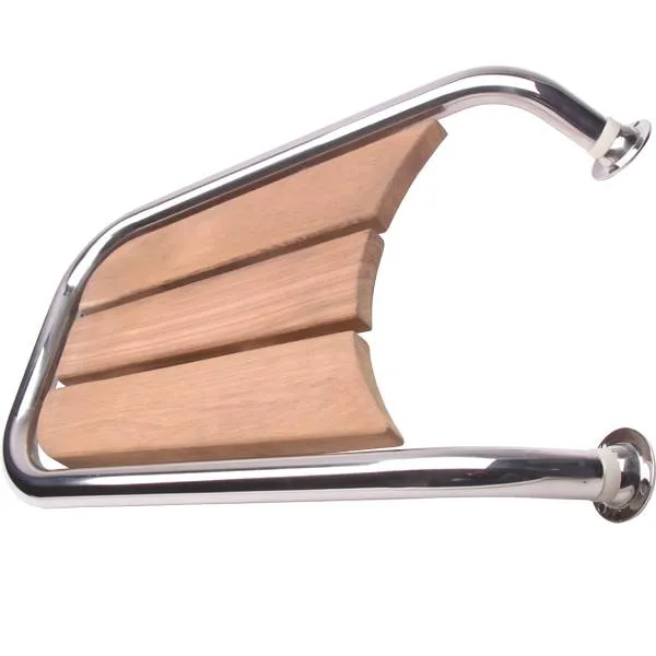 Stævnplatform til motorbåd, 50x35 cm, Rustfri stål og teak, Ø: 32,0 mm
