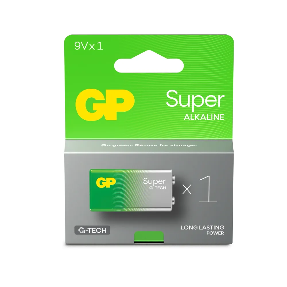 GP Super Alkaline 9V batteri, 1604A/6LF22, 1-pak
