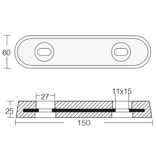 Tecnoseal zink til vetus 25 x 60 x 150mm