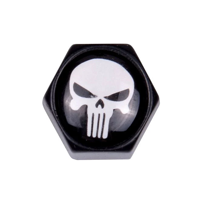 Trik Tropz ventilstammehætter Block Skull ventilhætter. Sort/hvid