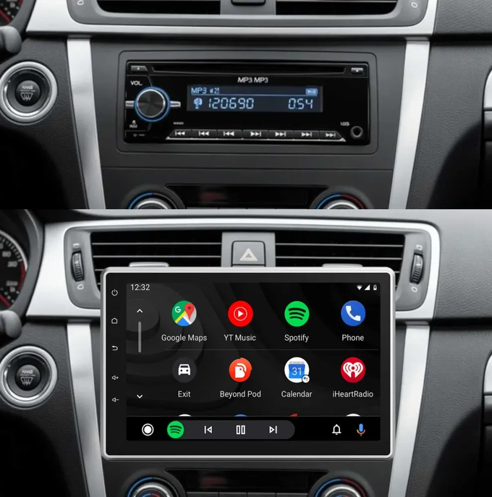 Universal 1-DIN bilstereo med 10,1" QLED-skærm | CarPlay | Android Auto | Bluetooth | Linux