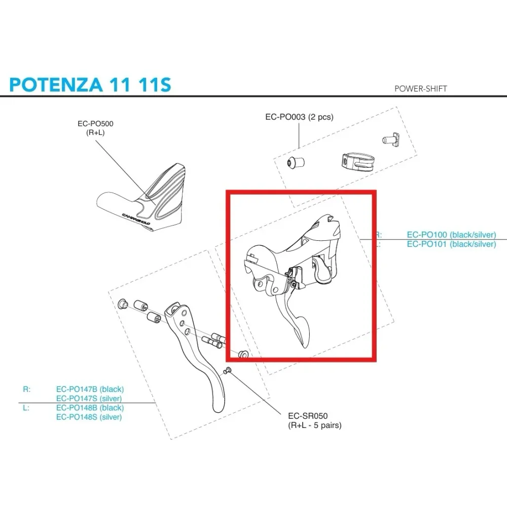 Venstre gearstang CAMPAGNOLO POTENZA 11V 2018 Fælgbremser