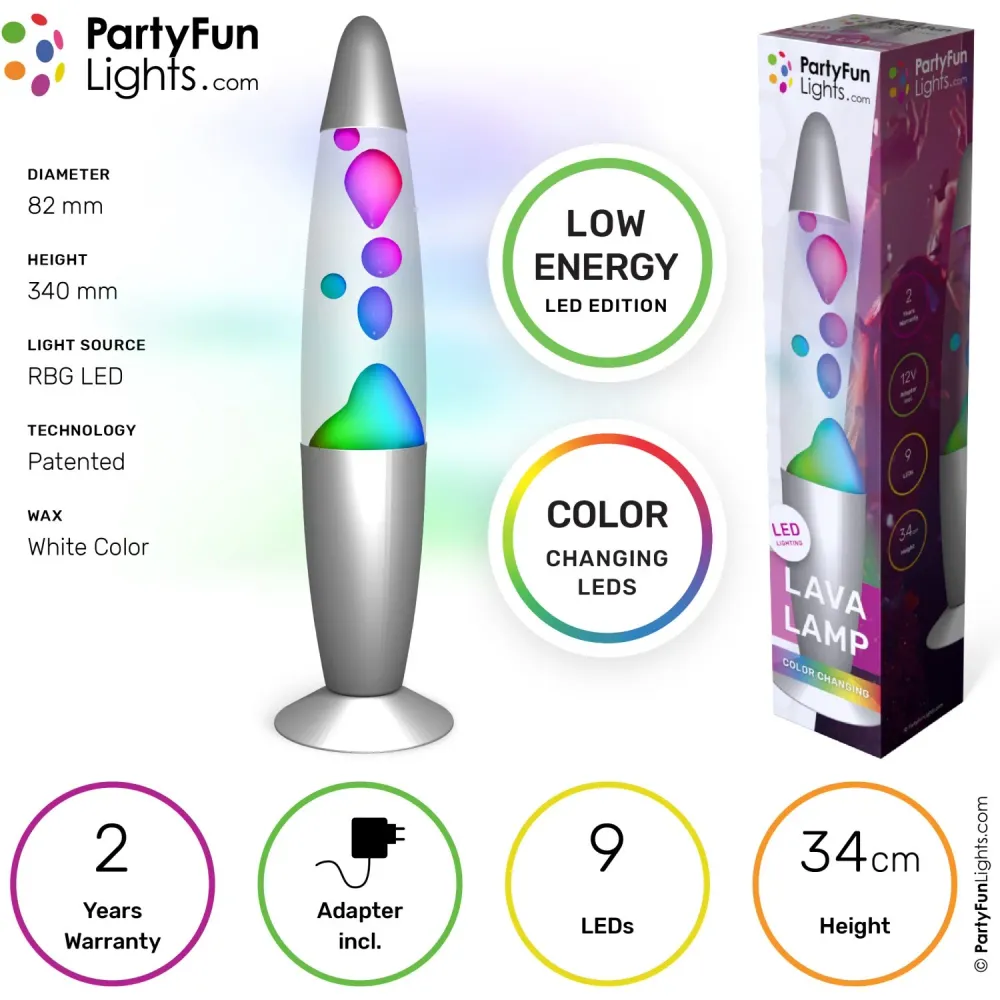 Party Funlight Lava Lampe - Multifarvet H: 34cm