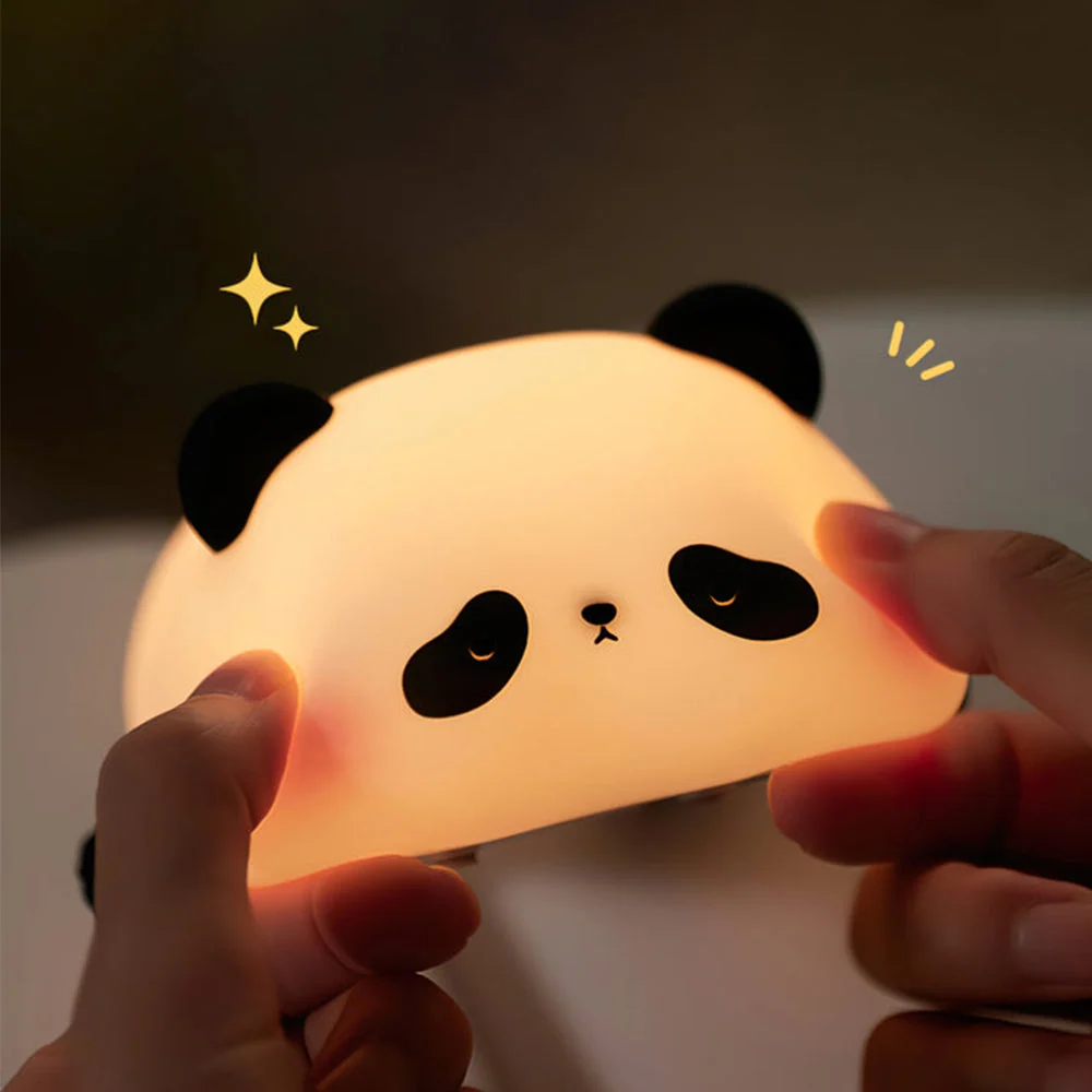 Dæmpbar Varm Hvid Panda - led silikone soveværelse natlampe bordlampe