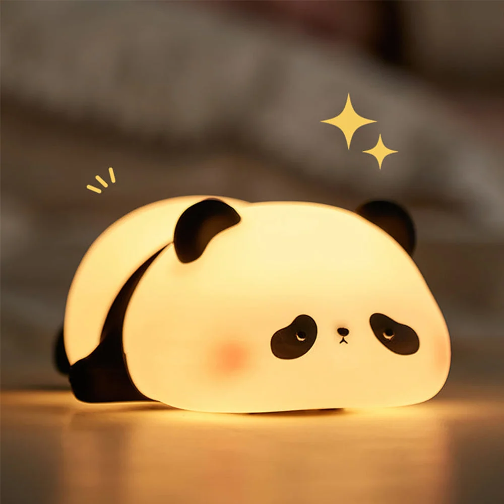 Dæmpbar Varm Hvid Panda - led silikone soveværelse natlampe bordlampe