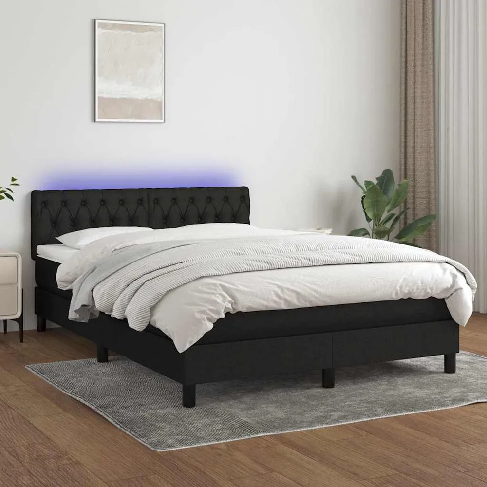 kontinentalseng med LED-lys 140x190 cm stof onyx