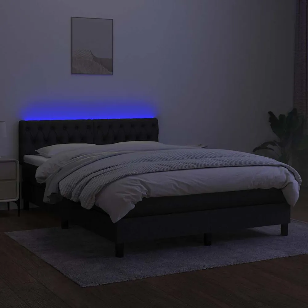 kontinentalseng med LED-lys 140x190 cm stof onyx