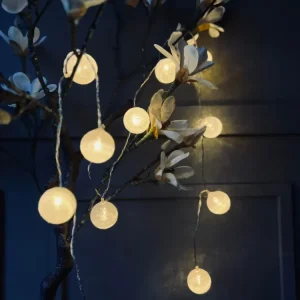 Lyskæde deko med 10 led kugler - batteriboks