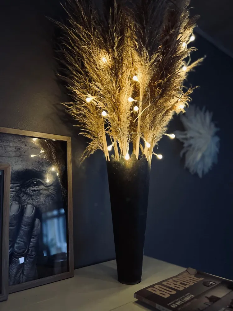 Lyskæde med 10 hvide LED dots - batteriboks