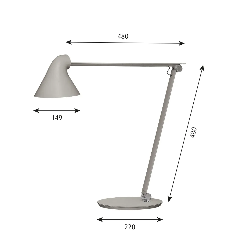 NJP Bordlampe LED 2700K Vivid alu grå
