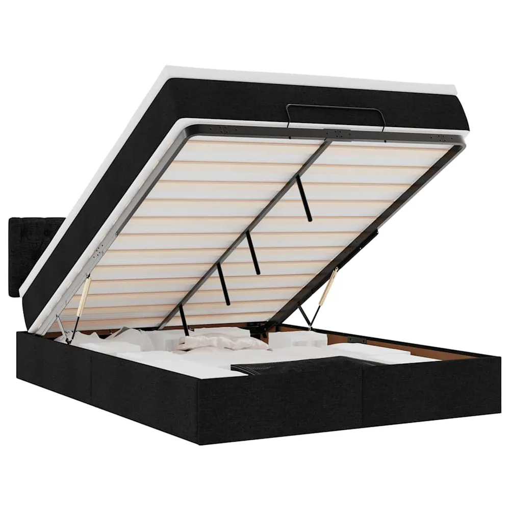 ottoman seng med madras & LEDs 140x190 cm stof Midnight
