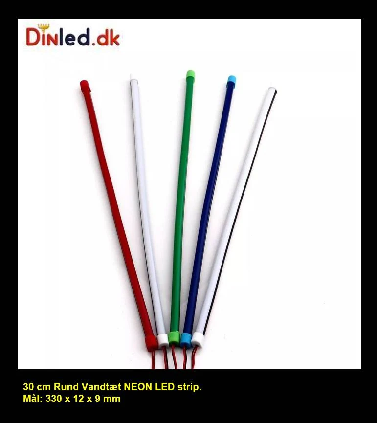 LED NEON strips 30cm, 12v. - vandtæt Hvid