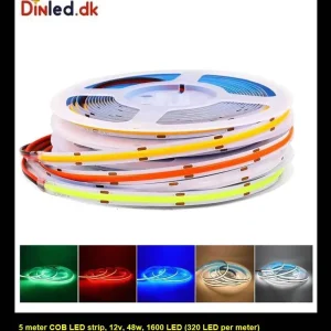 5 meter, 12 volt, 48 watt, IP44, COB LED strip Roed