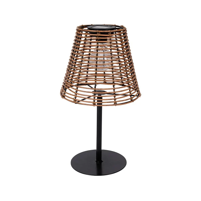 Bordlampe med solceller brun H33 cm