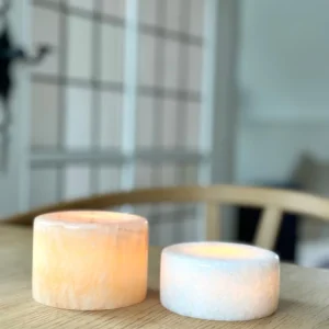 Bordlys i marmor - gylden
