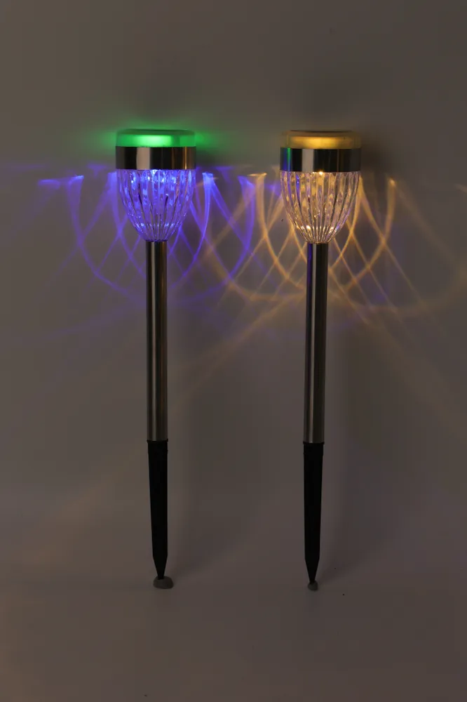 Conzept solar lampe chromed 6,2x36,5 cm 2xLED dual function 2 stk.