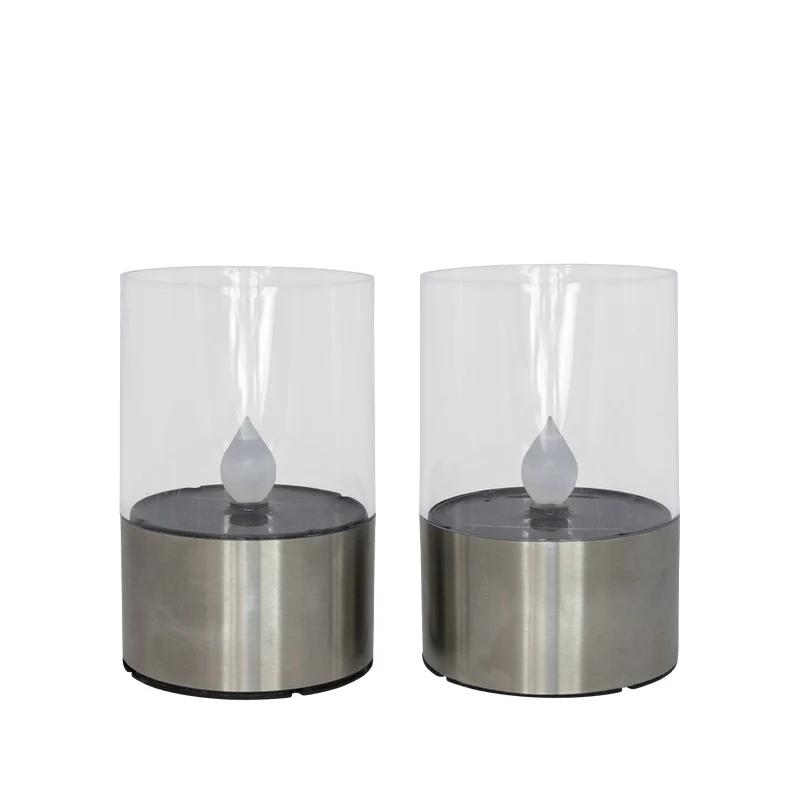 Cozzy solcelle bordlampe rustfri 2 stk. Ø7,5xH11 cm