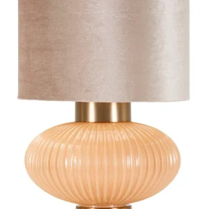 Glam bordlampe i guldfarve, glas, all-metal og stof – 33x49 cm
