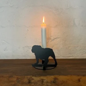 Kammer lysestage med Engelsk Bulldog