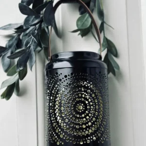 Lanterne med solceller - Black all-metal