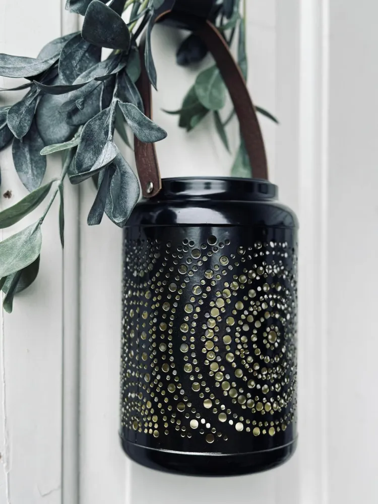 Lanterne med solceller - Black all-metal