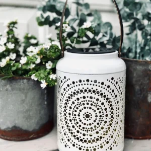 Lanterne med solceller - White alloy