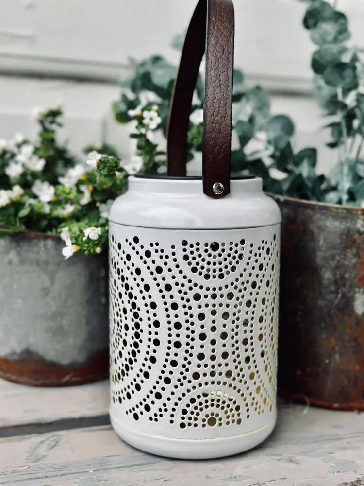 Lanterne med solceller - White alloy