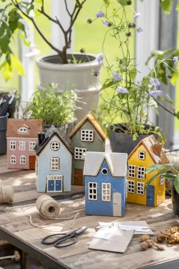 Ib Laursen - Nyhavnhus T/fyrfadslys - Blå/Sort | Dimmable | E26 Base