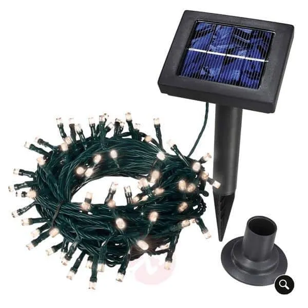 LED-lyskæde solcelle drevet m/100 LED (flere farver) - 9 meter Roed