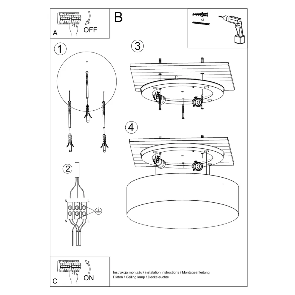 Loftlampe ARENA 35 Damp Location Rated Graa