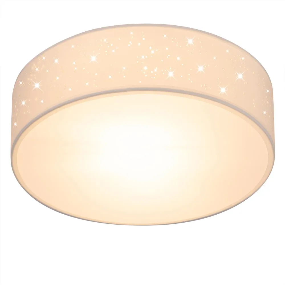 Loftslampe hvidt stof Ø30cm stjernehimmel