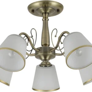Losanna 5-punkts loftlampe med patineret finish og E14-sokkel
