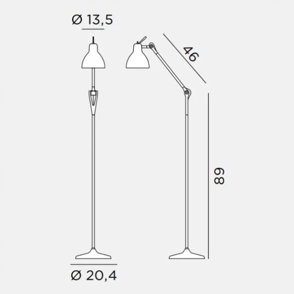 Luxy F1 Gulvlampe Alu - mat hvidt glas