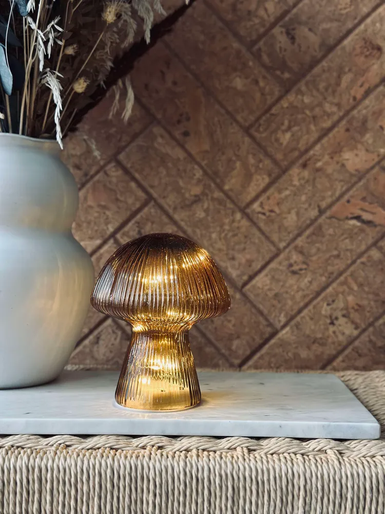 Mushroom med riller 15cm - Gylden
